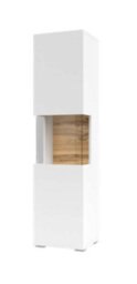 Arte Ava 05 Minimalist Tall Display Cabinet In White Matt - W360mm X H1400mm X D300mm - thumbnail 1