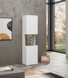 Arte Ava 05 Minimalist Tall Display Cabinet In White Matt - W360mm X H1400mm X D300mm - thumbnail 5