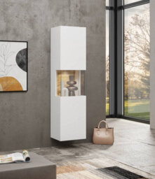 Arte Ava 05 Minimalist Tall Display Cabinet In White Matt - W360mm X H1400mm X D300mm - thumbnail 6