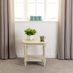 Seconique Chantilly Side Lamp Table Distressed Antique Cream Effect - thumbnail 1