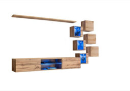 Arte Switch Xxi Oak Wotan Wall Entertainment Unit For Tvs Up To 75 Inch -  Warm Wood Finish With Led Display Highlights - thumbnail 2
