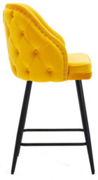 Lamboro Mayfair Velvet Kitchen Bar Stool, Extra Padded Seat, Durable Black Legs & Footrest, Home Bar & Breakfast Barstool, Mustard Yellow - thumbnail 2