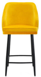 Lamboro Mayfair Velvet Kitchen Bar Stool, Extra Padded Seat, Durable Black Legs & Footrest, Home Bar & Breakfast Barstool, Mustard Yellow - thumbnail 6
