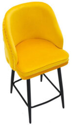 Lamboro Mayfair Velvet Kitchen Bar Stool, Extra Padded Seat, Durable Black Legs & Footrest, Home Bar & Breakfast Barstool, Mustard Yellow - thumbnail 7