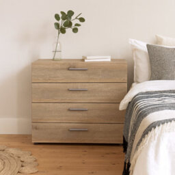 Wyld Haus Daejeon Natural Oak Effect Wood Chest 4 Drawers