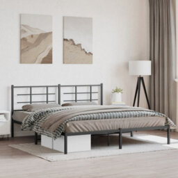 Berkfield Metal Bed Frame Without Mattress With Headboard Black 183X213Cm - thumbnail 1