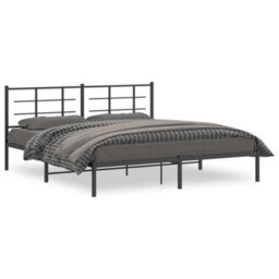 Berkfield Metal Bed Frame Without Mattress With Headboard Black 183X213Cm - thumbnail 2