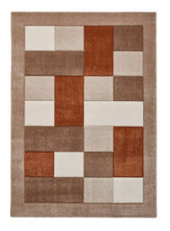 Beige Chequered Rug, Geometric Rug, 10mm Thick Bordered Rug, Modern Beige Rug For Bedroom, & Dining Room-120Cm X 170Cm - thumbnail 9