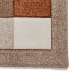 Beige Chequered Rug, Geometric Rug, 10mm Thick Bordered Rug, Modern Beige Rug For Bedroom, & Dining Room-120Cm X 170Cm - thumbnail 5