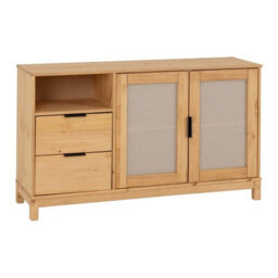 Seconique Corona Rattan 2 Door 2 Drawer Sideboard In Distressed Wax Pine And Rattan Effect - thumbnail 2