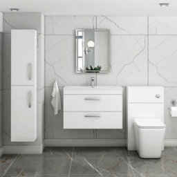 Royal Bathrooms Turin Gloss White 800mm Wall Hung Vanity Unit 2 Drawer With Minimalist Basin Sink - thumbnail 4