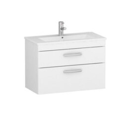 Royal Bathrooms Turin Gloss White 800mm Wall Hung Vanity Unit 2 Drawer With Minimalist Basin Sink - thumbnail 6
