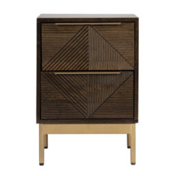 Buttercup Farm Zaine Carving 2 Drawer Bedside Table - Mango Wood - L38 X W38 X H54 Cm - Dark Finish - thumbnail 3
