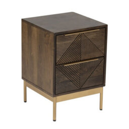Buttercup Farm Zaine Carving 2 Drawer Bedside Table - Mango Wood - L38 X W38 X H54 Cm - Dark Finish - thumbnail 4