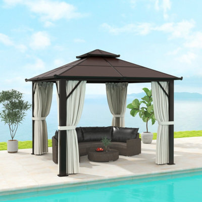 Outsunny 3X3(M) Polycarbonate Hardtop Gazebo With Aluminium Frame, Beige - image 1