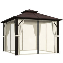 Outsunny 3X3(M) Polycarbonate Hardtop Gazebo With Aluminium Frame, Beige - thumbnail 2