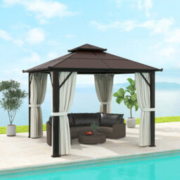 Outsunny 3X3(M) Polycarbonate Hardtop Gazebo With Aluminium Frame, Beige - thumbnail 1