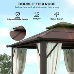 Outsunny 3X3(M) Polycarbonate Hardtop Gazebo With Aluminium Frame, Beige - thumbnail 4