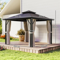 Outsunny 3X3(M) Polycarbonate Hardtop Gazebo With Aluminium Frame, Beige - thumbnail 3