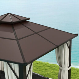 Outsunny 3X3(M) Polycarbonate Hardtop Gazebo With Aluminium Frame, Beige - thumbnail 9