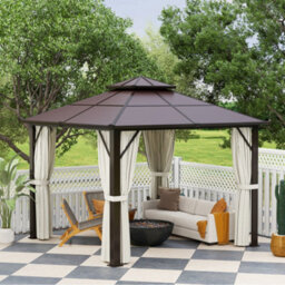 Outsunny 3X3(M) Polycarbonate Hardtop Gazebo With Aluminium Frame, Beige - thumbnail 8