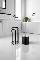 Showerdrape Black Bathroom Accessory Set Toilet Roll Holder And Toilet Brush