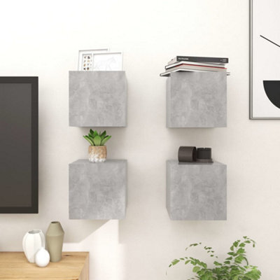 Berkfield Wall Mounted Tv Cabinets 4 Pcs Concrete Grey 30.5X30X30 Cm - image 1