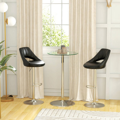 Homcom Round Bar Table For 2 People, High Pub Table With Tempered Glass Top - image 1