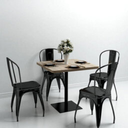 Vidaxl Bistro Table Mdf And Steel Square 80X80X75 Cm Oak Colour - thumbnail 1