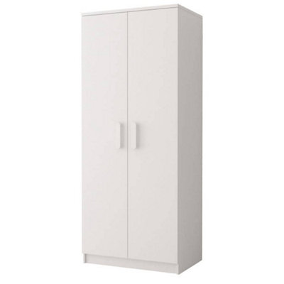 Arte Smyk 06 White Matt Hinged Wardrobe W800mm H1930mm D500mm With White Wooden Handles - image 1