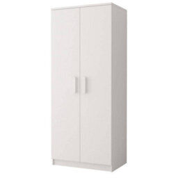 Arte Smyk 06 White Matt Hinged Wardrobe W800mm H1930mm D500mm With White Wooden Handles - thumbnail 1