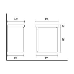 Impact Furniture Bathroom Vanity Unit And Basin 500mm Cloakroom Sink Wall Hung Cabinet Oak Finish Slimline Narrow Avir - thumbnail 6