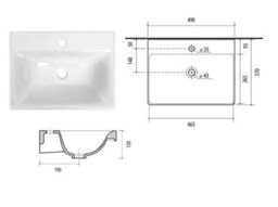 Impact Furniture Bathroom Vanity Unit And Basin 500mm Cloakroom Sink Wall Hung Cabinet Oak Finish Slimline Narrow Avir - thumbnail 7