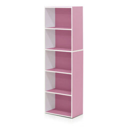 Walplus Furinno 5-Tier Reversible Color Open Shelf Bookcase , White/pink 11055Wh/pi - thumbnail 6