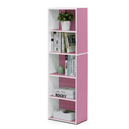 Walplus Furinno 5-Tier Reversible Color Open Shelf Bookcase , White/pink 11055Wh/pi - thumbnail 2