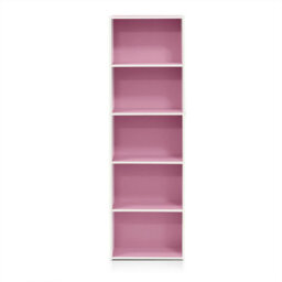 Walplus Furinno 5-Tier Reversible Color Open Shelf Bookcase , White/pink 11055Wh/pi - thumbnail 7