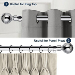 Bedlooms Metal Curtain Pole 28mm- Plain Ball Finials With Extendable Strong & Durable Rod Chrome 160-300 Cm,63''-118'' - thumbnail 6