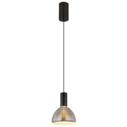Luminosa Lighting Luminosa Labora Dome Pendant Ceiling Light Matt Black Smoke Glass Shade Led 3000K