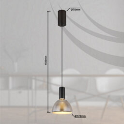 Luminosa Lighting Luminosa Labora Dome Pendant Ceiling Light Matt Black Smoke Glass Shade Led 3000K - thumbnail 7