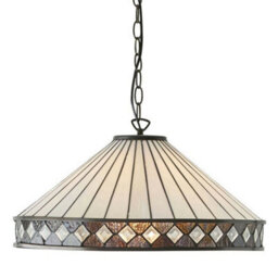 Tiffany Glass Hanging Ceiling Pendant Light Bronze & Natural Simple Shade I00116 - thumbnail 4