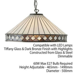 Tiffany Glass Hanging Ceiling Pendant Light Bronze & Natural Simple Shade I00116 - thumbnail 2