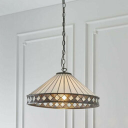 Tiffany Glass Hanging Ceiling Pendant Light Bronze & Natural Simple Shade I00116 - thumbnail 3