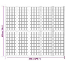 Berkfield Folding 5-Panel Room Divider Japanese Style 200X170 Cm Black - thumbnail 7