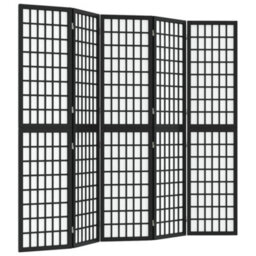 Berkfield Folding 5-Panel Room Divider Japanese Style 200X170 Cm Black - thumbnail 2