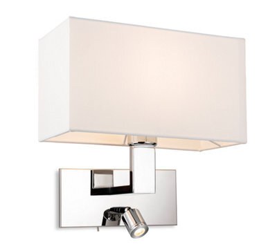 Luminosa Lighting Luminosa Raffles Wall Lamp With Adjustable Switched Reading Light Chrome With Cream Shade