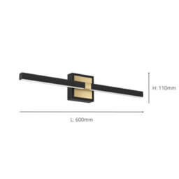 Eglo Peguera Led Black/brass Steel Bathroom Mirror Light - thumbnail 5