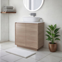 Plum&clay Matterhorn Oak Floor Standing Bathroom Vanity Unit With White Countertop (W)750mm (H)850mm