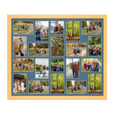 AK Frames 80X70Cm Mustard Yellow Modern Multi Photo Frame With Pompadour Mount - Holds 20 Apertures (18X) 6X4, (2X) 4X4 Photos - image 1