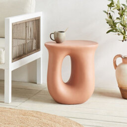 Beliani Orange Sculptural Accent Side Table - Weatherproof Fibreglass Reinforced Magnesium Oxide - 42 X 28 X 46 Cm - thumbnail 2