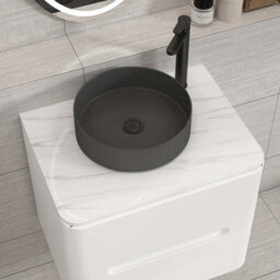 Royal Bathrooms Venice 600mm Gloss White Wall Mounted Bathroom Countertop Vanity Unit 2 Drawer With Art Round Basin - thumbnail 6